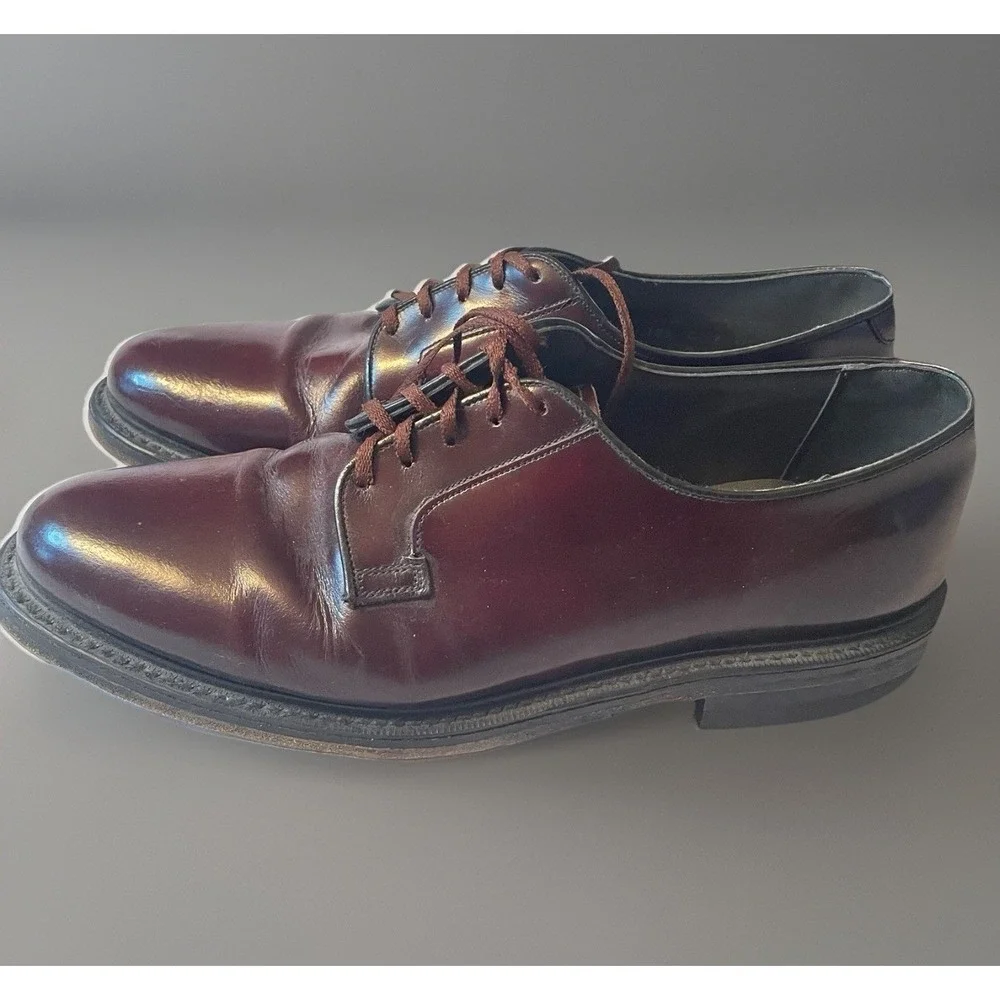 Worthmore Plain Toe Derby Shoes Mens 10.5 C Burgundy Leather Vintage Made in USA